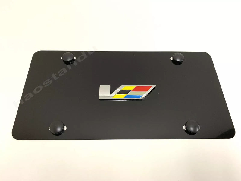1x 3D "ATS/CTS V-Emblem" Aluminum BLACK Color Front Plate RUST FREE