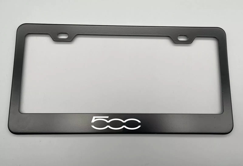 Laser Engraved Fiat 500 Black License Plate Frame Stainless Steel fit