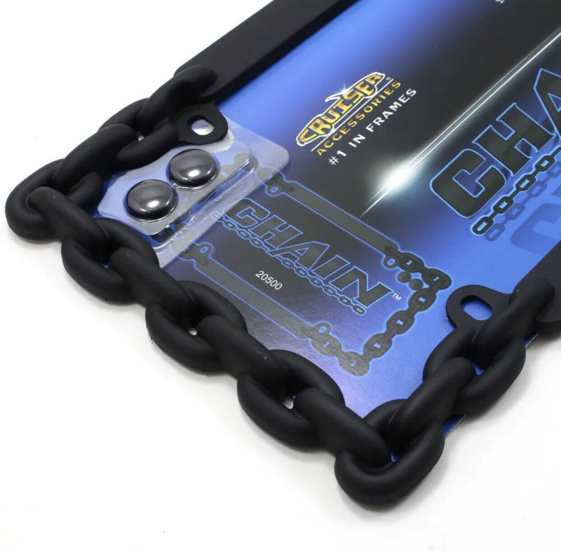 Universal Black Metal Chain License Plate Frame for Auto-Car-Truck