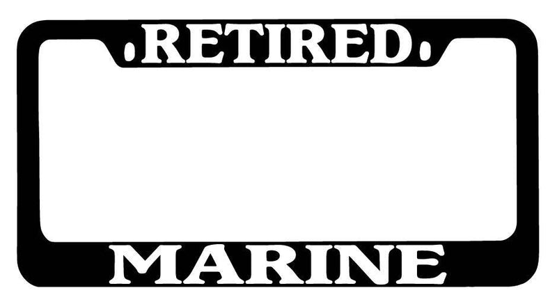 Black METAL License Plate Frame Retired Marine Auto Accessory  Mod-GRAPH9856236-8422