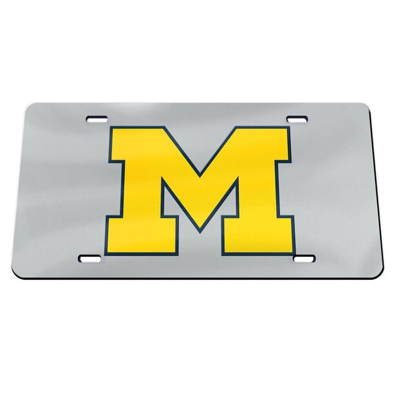 NCAA Michigan Wolverines Mirrored Acrylic License Plate - Silver - M