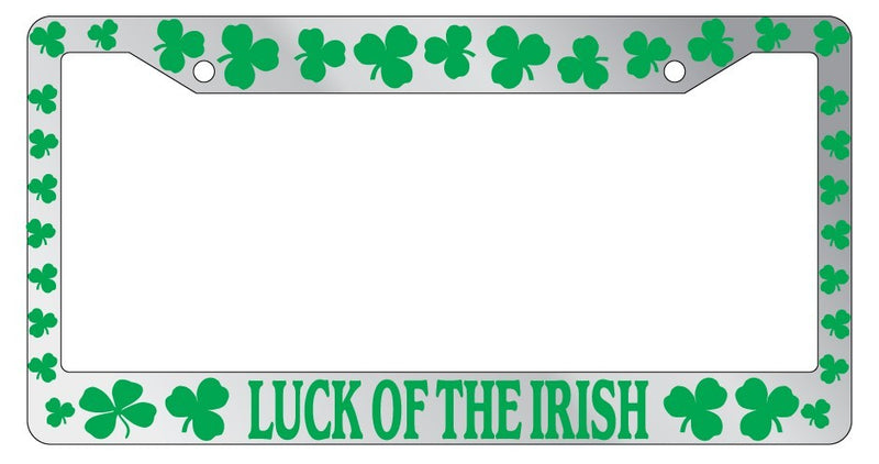 Chrome License Plate Frame Shamrocks Luck Of The Irish Green Auto Accessory  Mod-GRAPH9856236-6784