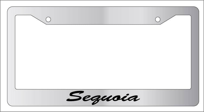 Chrome METAL License Plate Frame CURSIVE SEQUOIA Auto Accessory  Mod-GRAPH9856236-7838