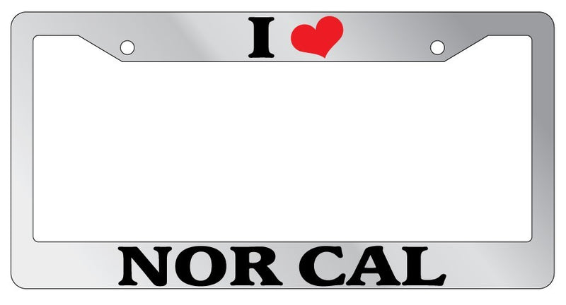 Chrome METAL License Plate Frame I HEART NOR CAL Auto Accessory 2419  Mod-GRAPH9856236-8197