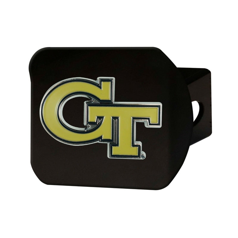 NCAA Georgia Tech Yellow Jackets 3D Color on Black Metal Hitch Cover