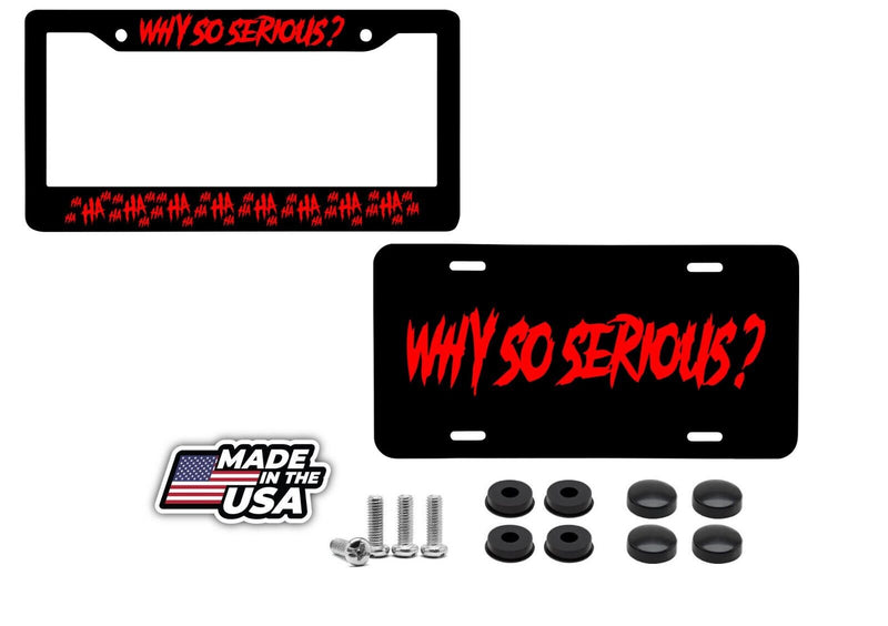 Haha - Why So Serious License Plate Frame - Joker Funny Cover Front - Back RED