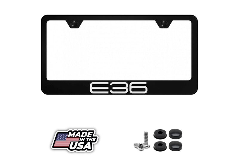 BMW M3, E36, M Series Flat Black Laser Engraved License Plate Frame