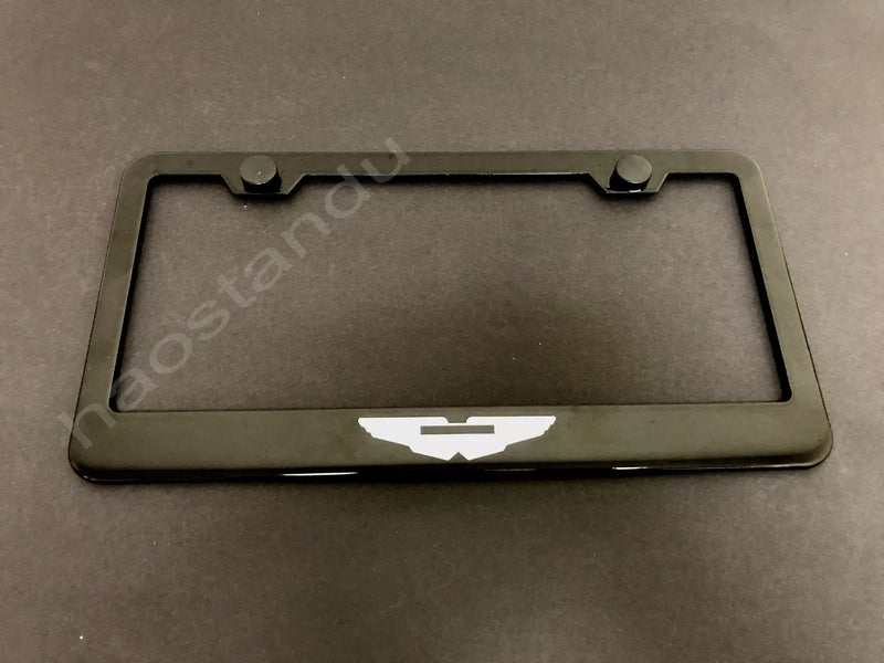 1x ASTON MARTIN Logo Black Stainless Metal License Plate Frame + Screw Caps, 1 Year Manufacturer Warranty