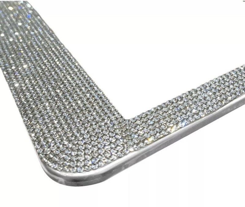Bling Rhinestone Sparkling License Plate Frame Cover Accessory Car Vehicle