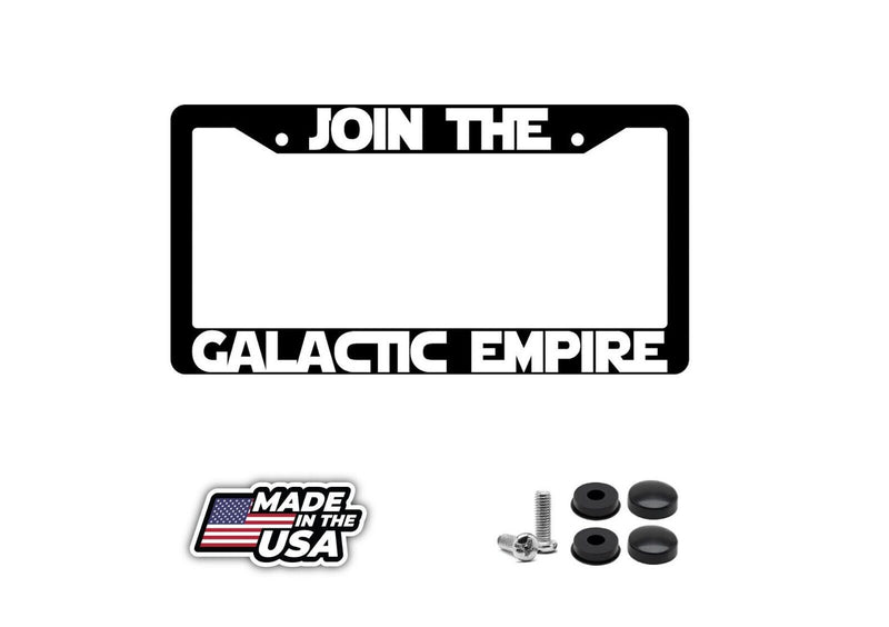 Join The Galactic Empire (Design 2A) Black Plastic License Plate Frame