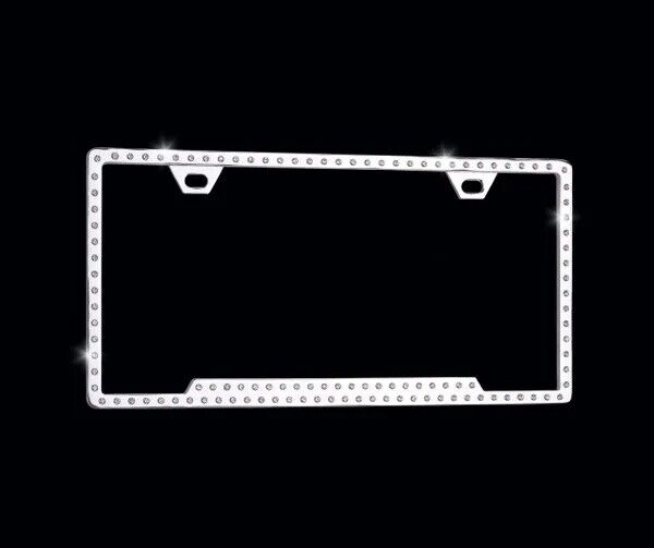SLIMLINE CHROME ICE SWAROVSKI® CRYSTAL LICENSE PLATE FRAME - CLEAR