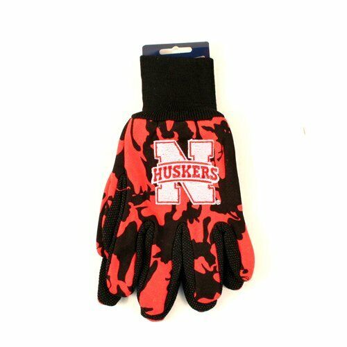 NCAA Nebraska Cornhuskers Camo Style Embroidered Utility Gloves Pair