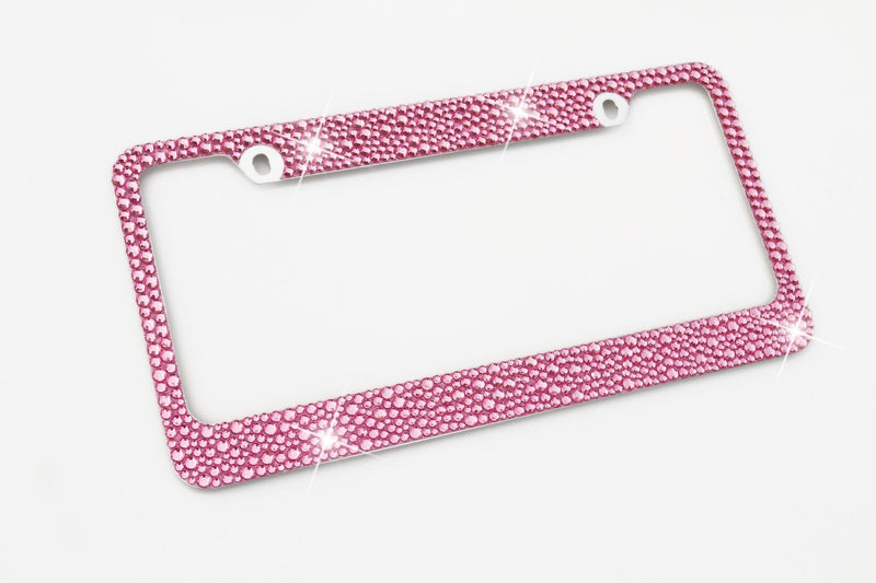 Pink Mix Size Crystal Rhinestones License Plate Frame 7 rows Special Bling Offer