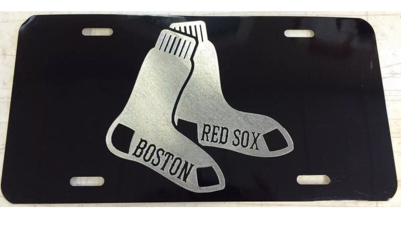 Boston Red Sox Car Tag Diamond Etched on Aluminum License Plate