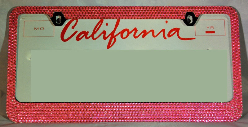 7 Rows Pink Bling Crystal Rhineston License Plate Frame