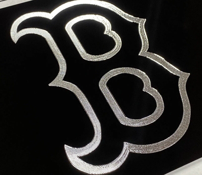 Engraved Boston Red Sox Big B Car Tag Diamond Etched Black Metal License Plate