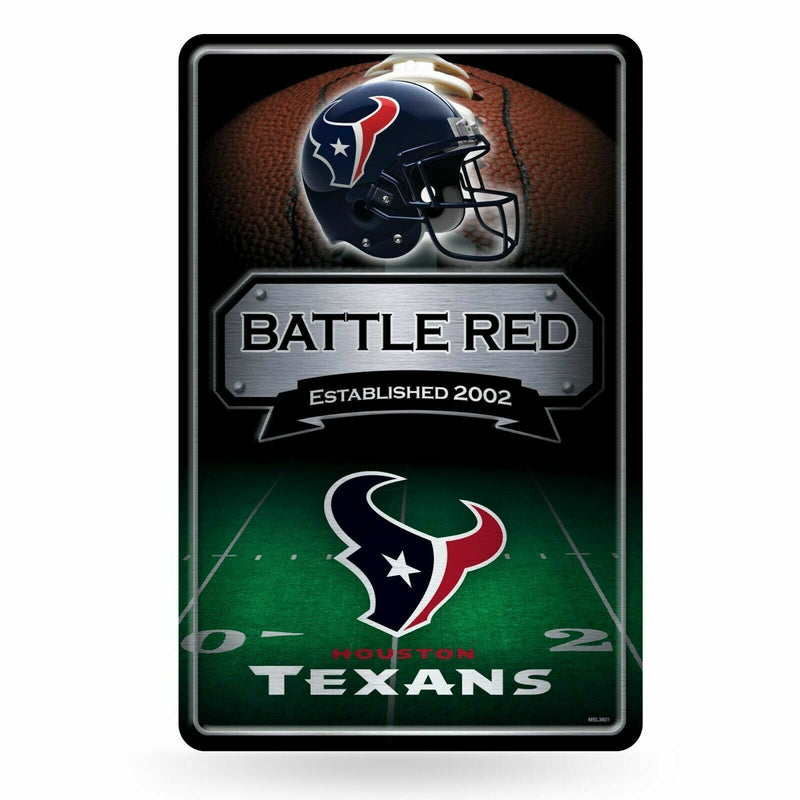 RICO NFL Houston Texans Embossed Metal Wall Sign Large 11"x 17" Man Cave Shop