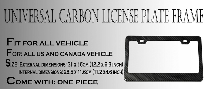 JDM 1 pc 100% REAL CARBON FIBER LICENSE PLATE FRAME HOLDER COVER FRONT/REAR R204