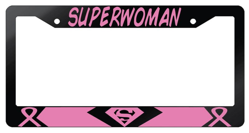 Superwoman PINK Glossy Black Plastic License Plate Frame DC  Mod-GRAPH9856236-6996