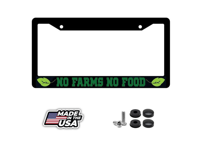 No Farms No Food Glossy Black License Plate Frame