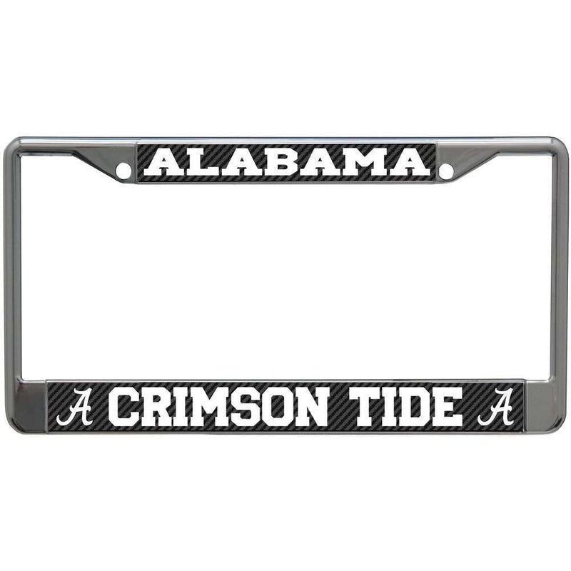 Alabama Crimson Tide Metal License Plate Frame - Carbon Fiber
