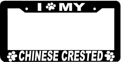 CHINESE CRESTED DOG paw print License Plate Frame
