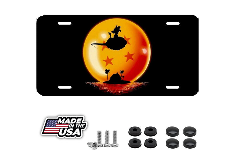 Dragon BALL, Goku, License Plate New Car Tag Metal Aluminum, USA, Black