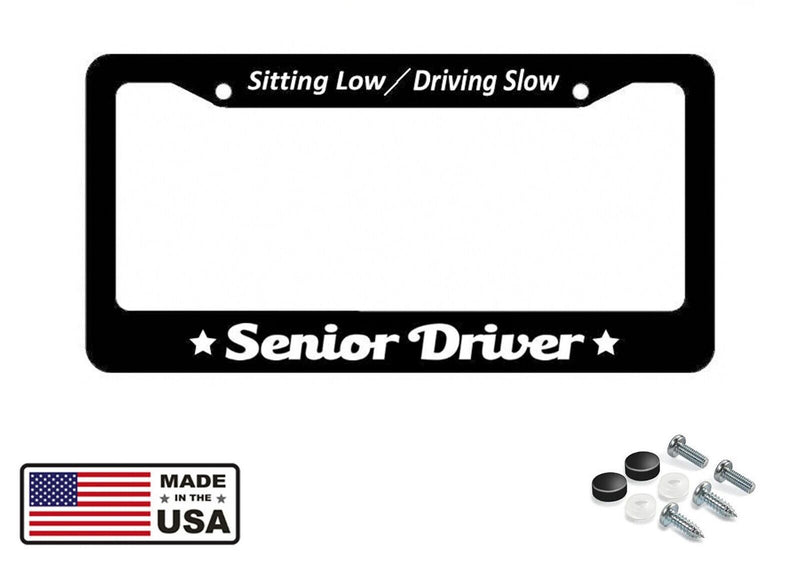 Senior Driver JDM Racing Drifting Low Lowered Turbo Style License Plate Frame