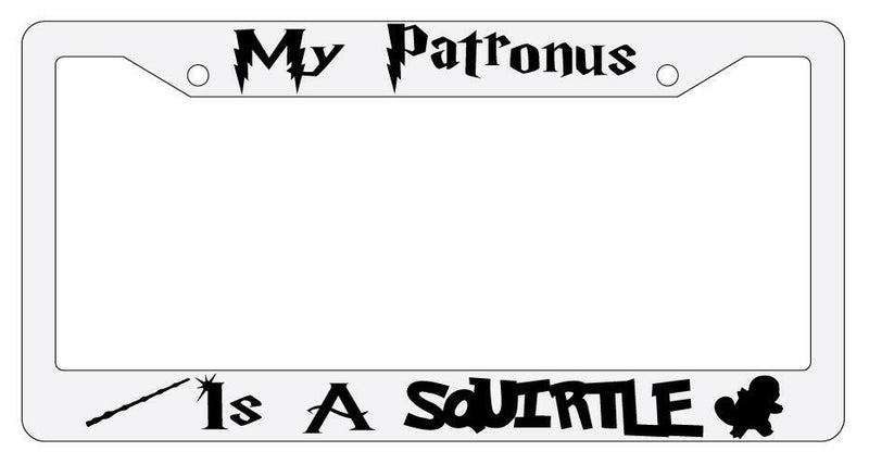 My Patronus is A Squirtle White Plastic License Plate Frame Auto Accessory  Mod-GRAPH9856236-3531