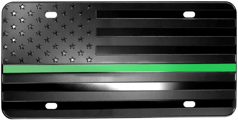 THIN GREEN LINE METAL CAR LICENSE PLATE AMERICAN FLAG FEDERAL AGENTS