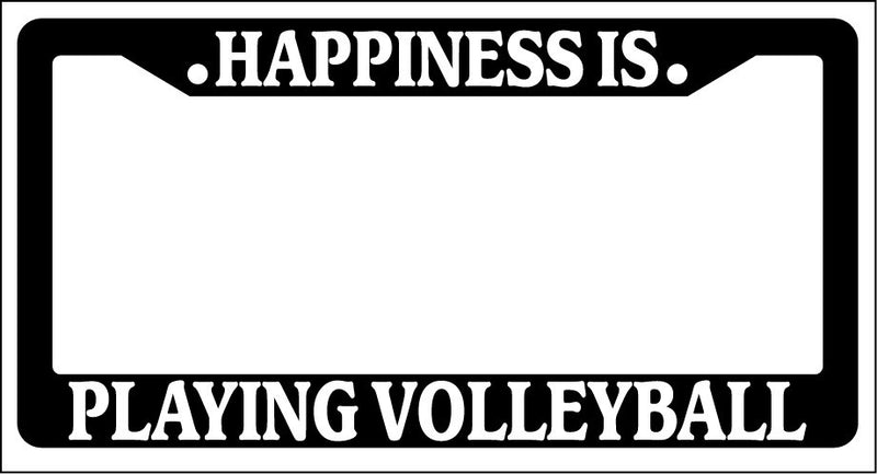 Black License Plate Frame Happiness Is... Playing Volleyball Auto Accessory  Mod-GRAPH9856236-811