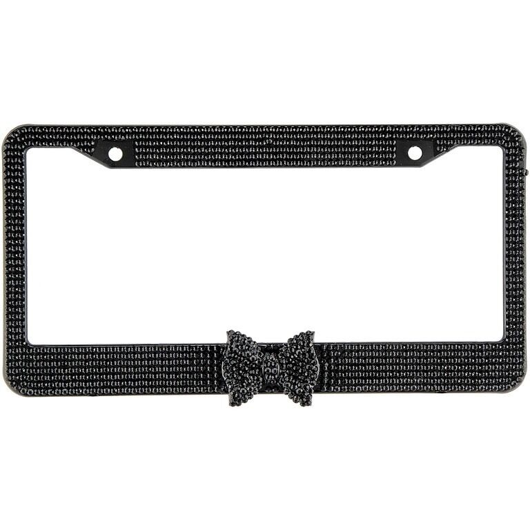 Black Diamond Bling Glitter Crystal Rhinestone Metal US Car License Plate Frame v2
