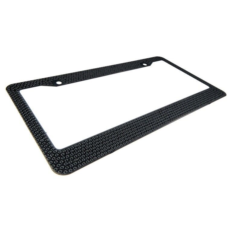Metal License Plate Frame Bling Rhine Stones Black Crystal Diamond