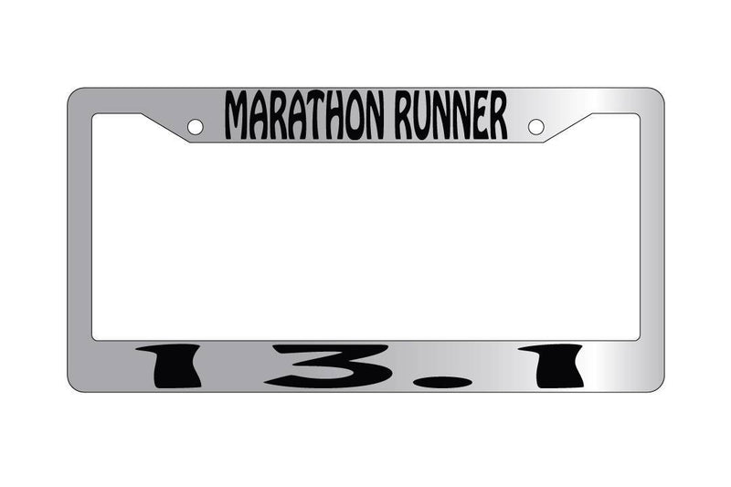 Chrome License Plate Frame MARATHON RUNNER 13.1 Auto Accessory  Mod-GRAPH9856236-5238
