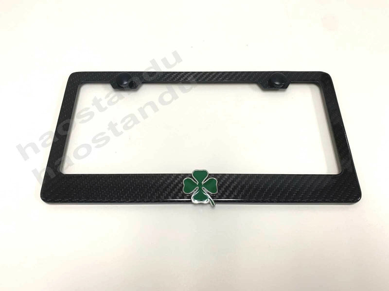 1x Quadrifoglio 3D Emblem Real 3K TwillWeave Carbon Fiber License Plate Frame, Black, 1 Year Manufacturer Warranty