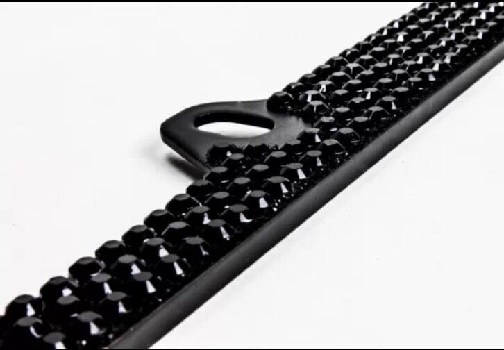 Bling Bling 7 Rows Black Diamond Crystal License Plate Frame/Free Cap