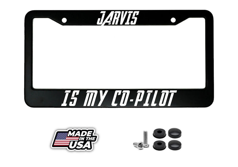 Jarvis Is My Co-Pilot Iron Man Aluminum Car License Plate Frame