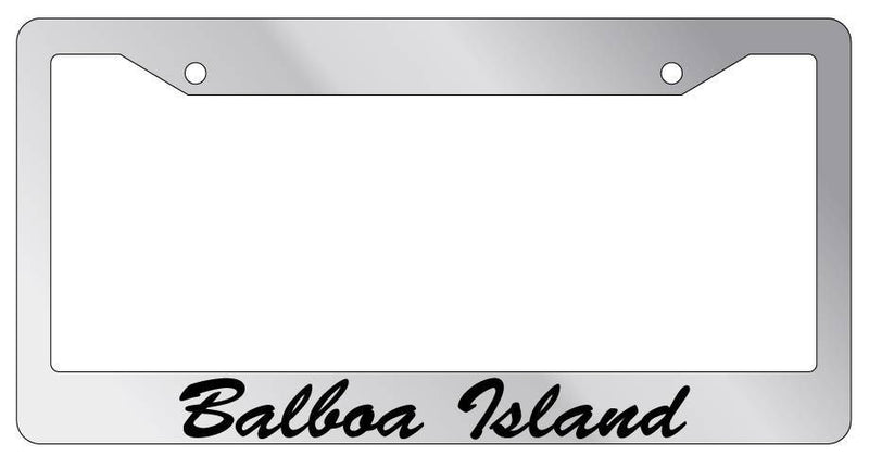 Chrome METAL License Plate Frame Balboa Island Cursive Auto Accessory 2035  Mod-GRAPH9856236-8866