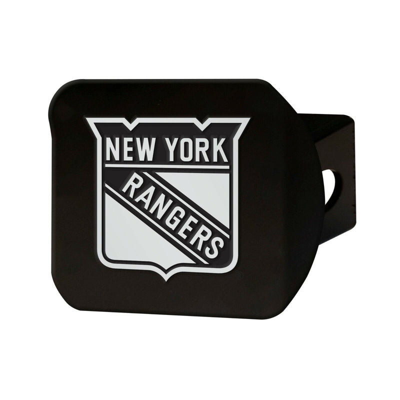 NHL New York Rangers 3D Chrome on Black Metal Hitch Cover