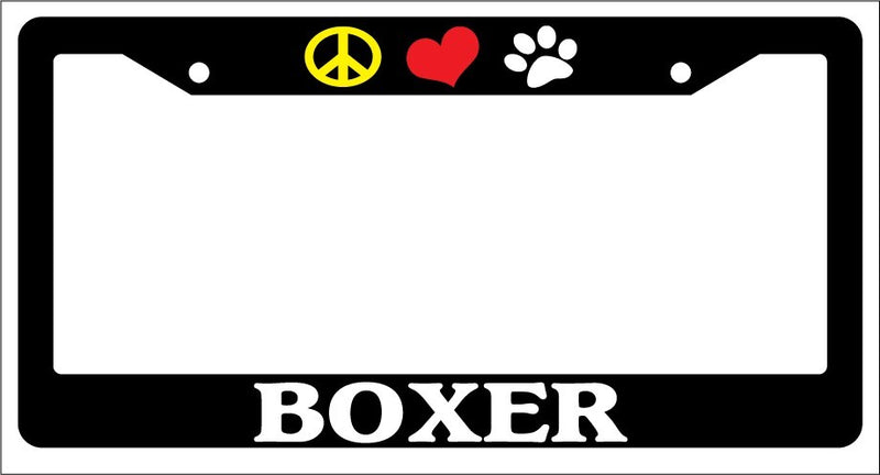 Black License Plate Frame Peace Love Paw Boxer Auto Accessory Novelty 307  Mod-GRAPH9856236-1075