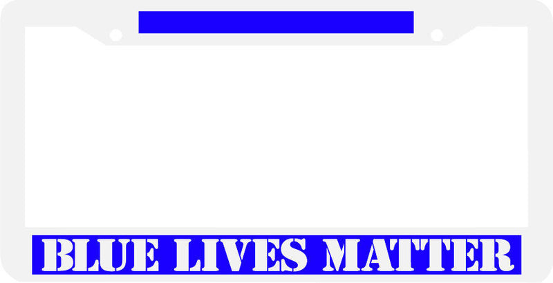 White Frame BLUE LIVES MATTER police trooper cop License Plate Frame