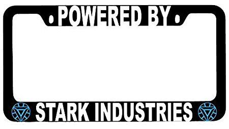Black METAL License Plate Frame Powered By Stark Industries Auto Accessory 46  Mod-GRAPH9856236-10196