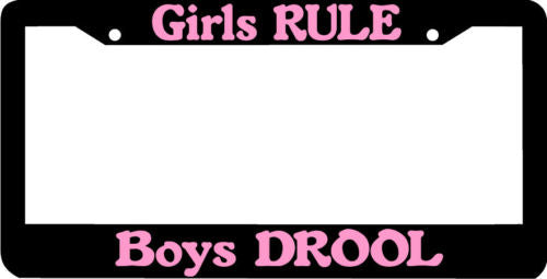 Girls RULE Boys DROOL pink License Plate Frame