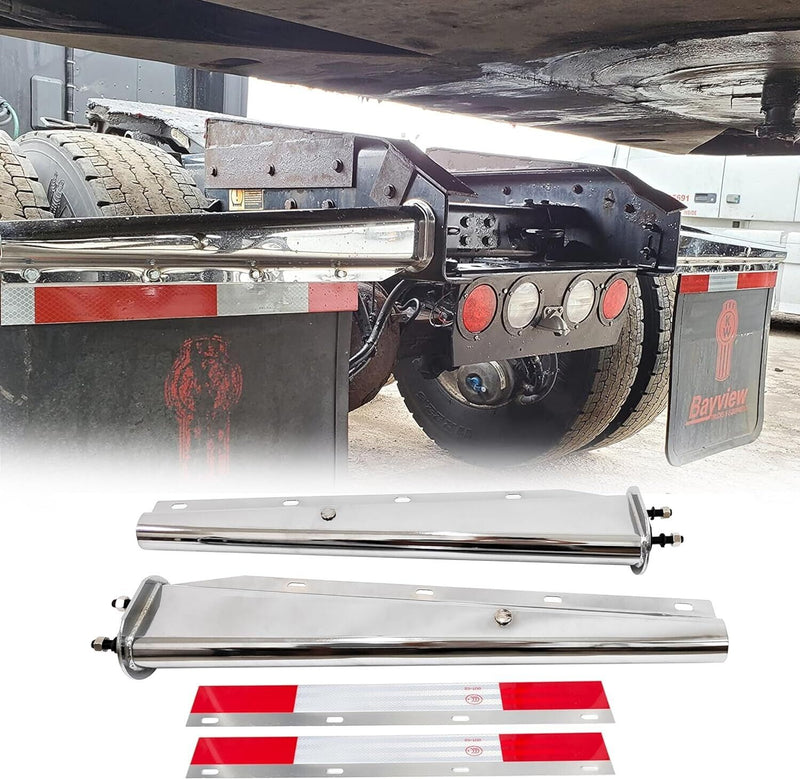 Semi Truck Straight Spring Loaded Mud Flap Hanger Stainless Steel RH & LH 2.5"