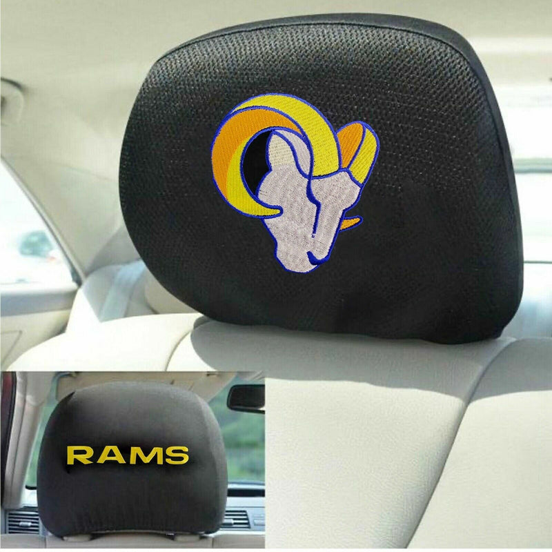 NFL Los Angeles Rams 2-Piece Embroidered Headrest Covers New Logo