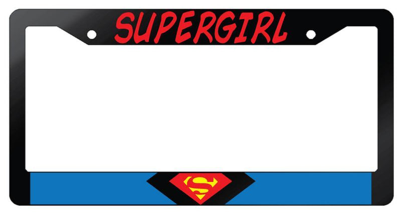 Supergirl Glossy Black Plastic License Plate Frame DC  Mod-GRAPH9856236-6981