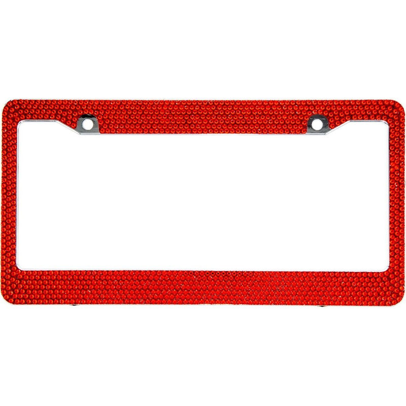 Red Crystal Rhinestones License Plate Frame 7 rows Special Bling Offer