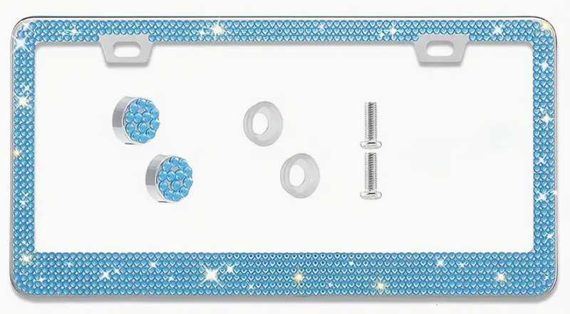Unbreakable Bling License Plate Frame Glitter Crystal Sparkling Rhinestone Tag