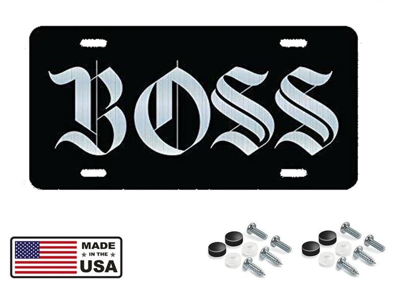 BOSS LICENSE PLATE VANITY NOVELTY TAG METAL CAR TRUCK ALUMINUM 6-INCH BY 12-INCH