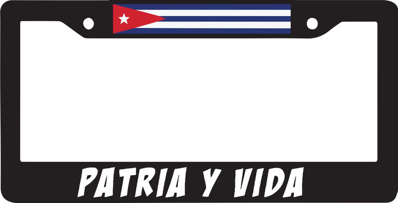 Patria y Vida Cuba Cuban Havana Miami Black License Plate Frame NEW